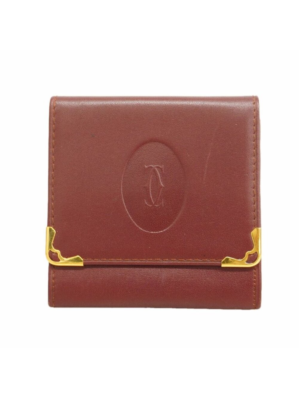 Cartier Coin Purse Must Leather Bordeaux Gold